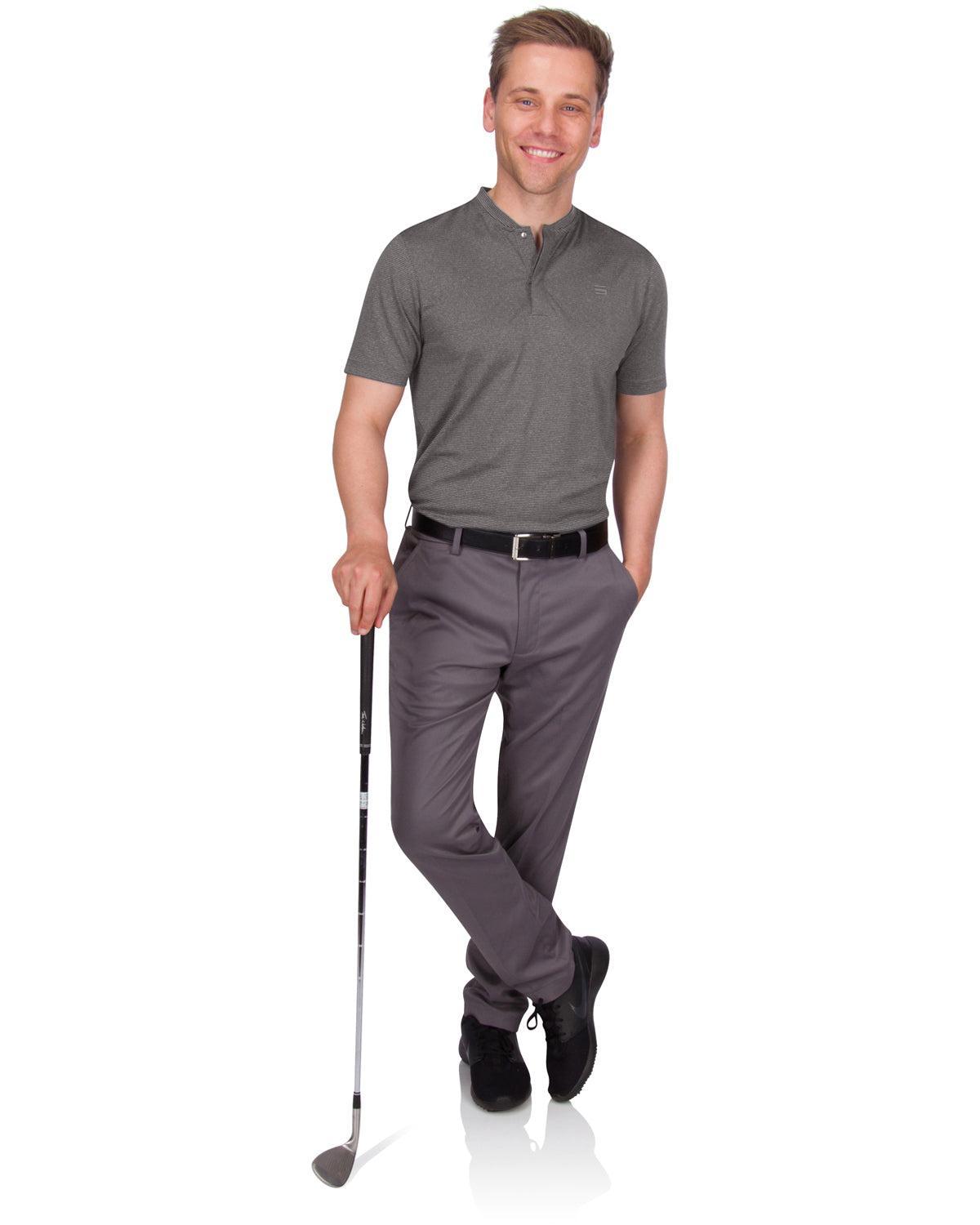 Three Sixty Six Men's Thin-Striped Collarless Golf Polos Product Image