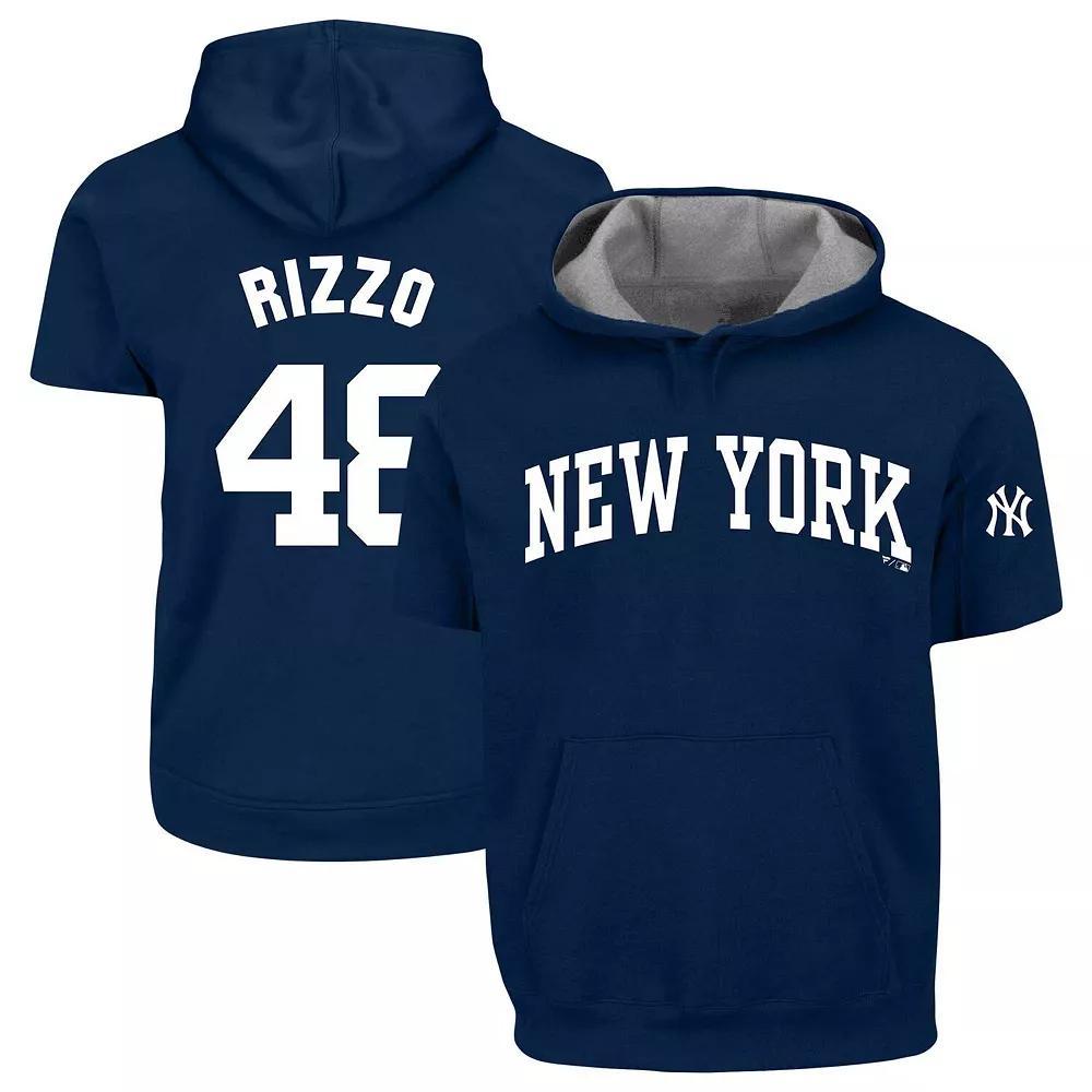 Men's Profile Anthony Rizzo Navy New York Yankees Big & Tall Fleece Short Sleeve Hoodie, Size: 5XB, Blue Product Image