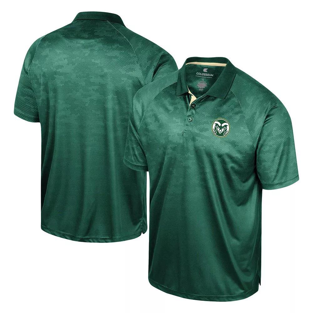 Men's Colosseum Green Colorado State Rams Honeycomb Raglan Polo, Size: 3XL Product Image