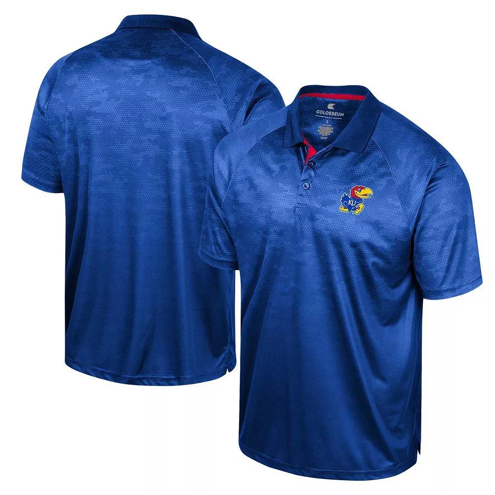 Men's Colosseum Royal Kansas Jayhawks Honeycomb Raglan Polo, Size: XL, Blue Product Image