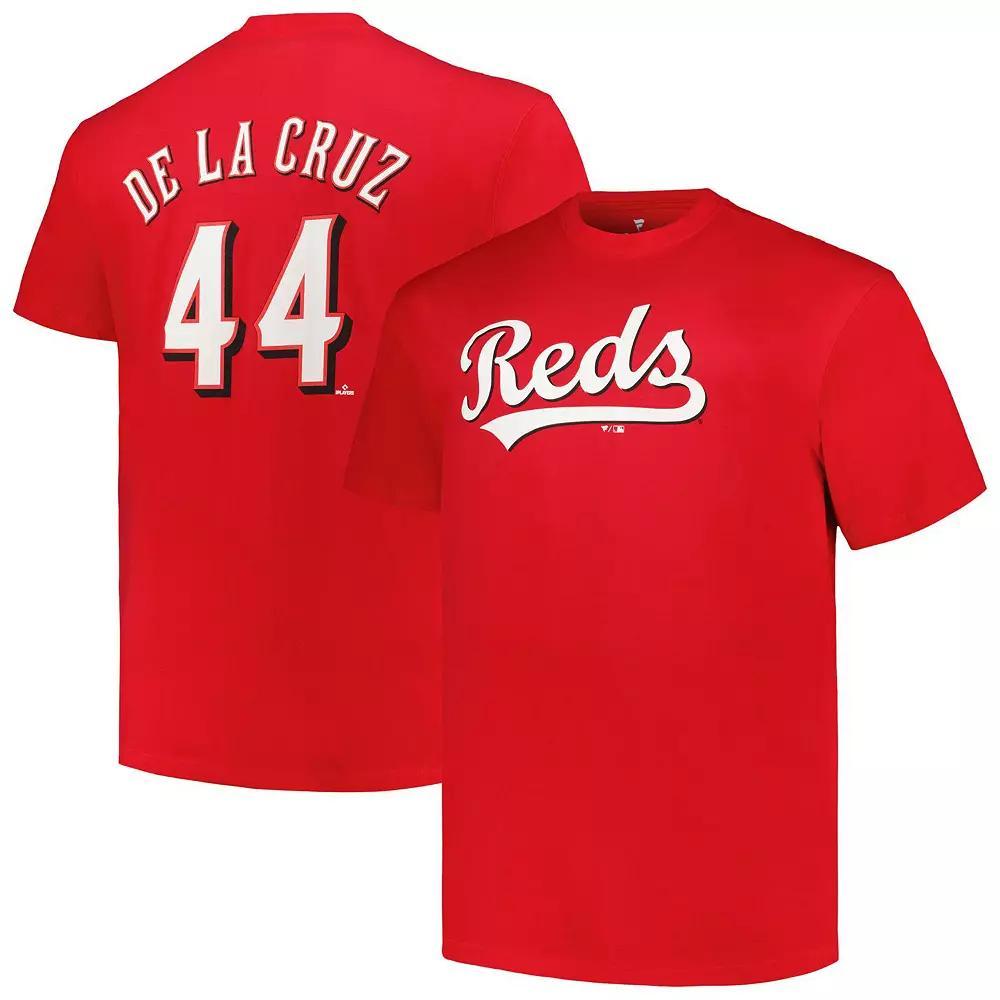 Men's Elly De La Cruz Red Cincinnati Reds Big & Tall Name & Number T-Shirt, Size: XLT, Red Red Product Image