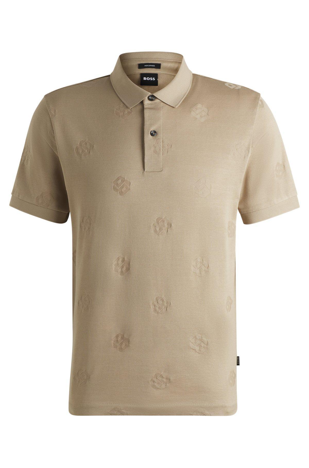 Mercerized-cotton polo shirt with Double B monograms Product Image