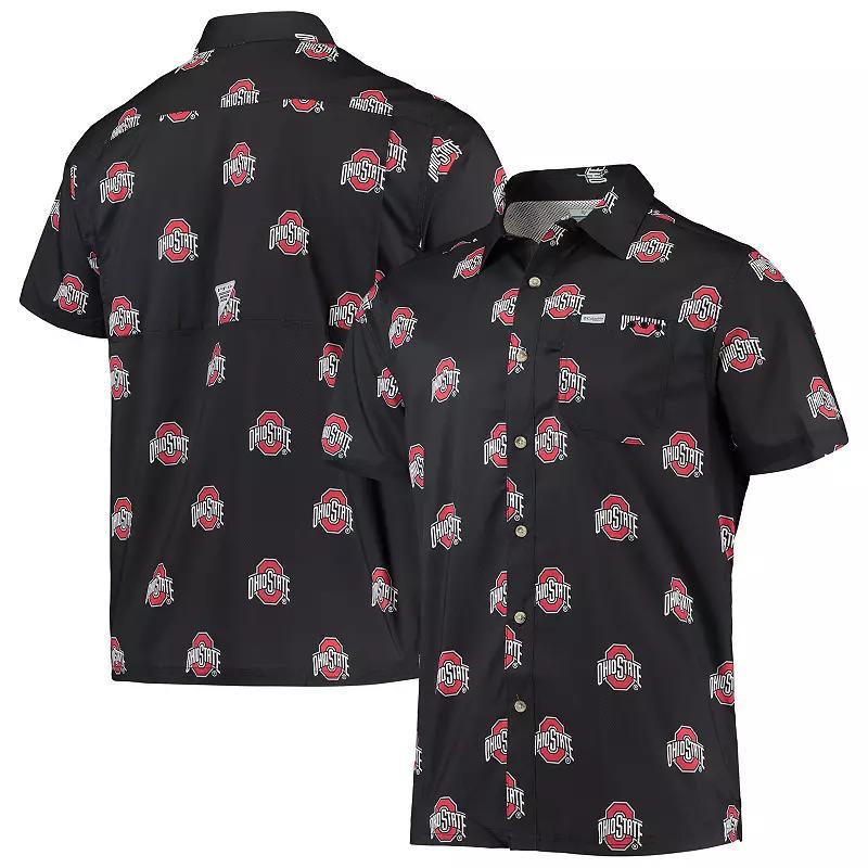 Men's Columbia Black Ohio State Buckeyes Super Slack Tide Omni-Shade Button-Up Shirt, Size: Small Product Image