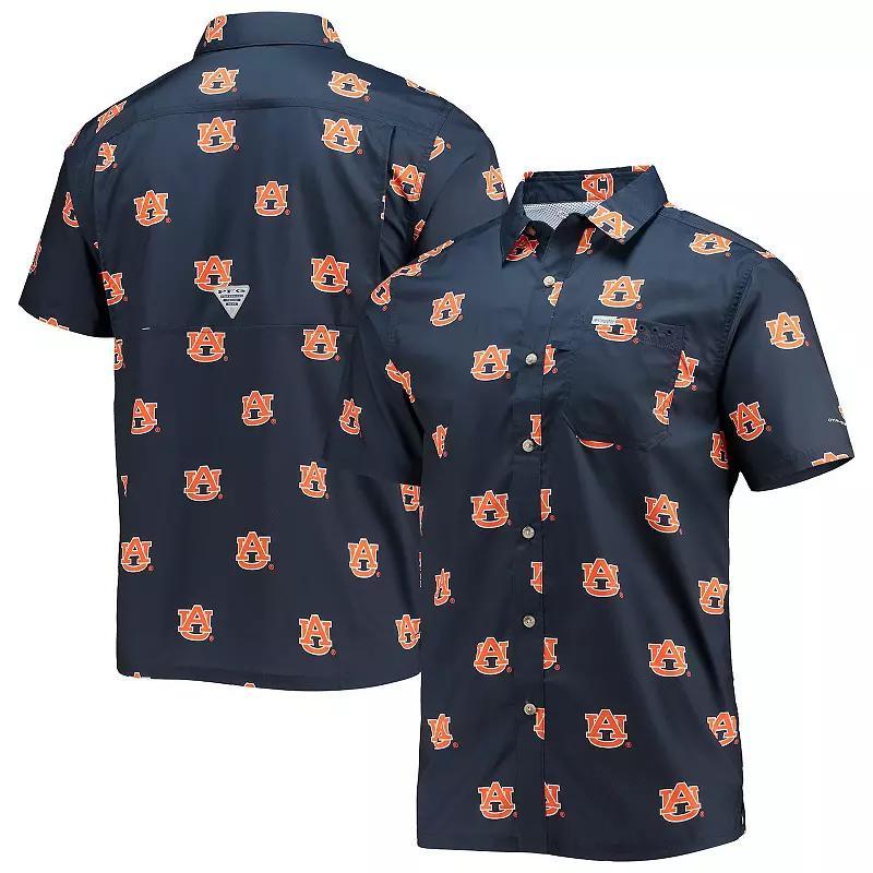 Men's Columbia Navy Auburn Tigers Super Slack Tide Omni-Shade Button-Up Shirt, Size: Large, Blue Product Image