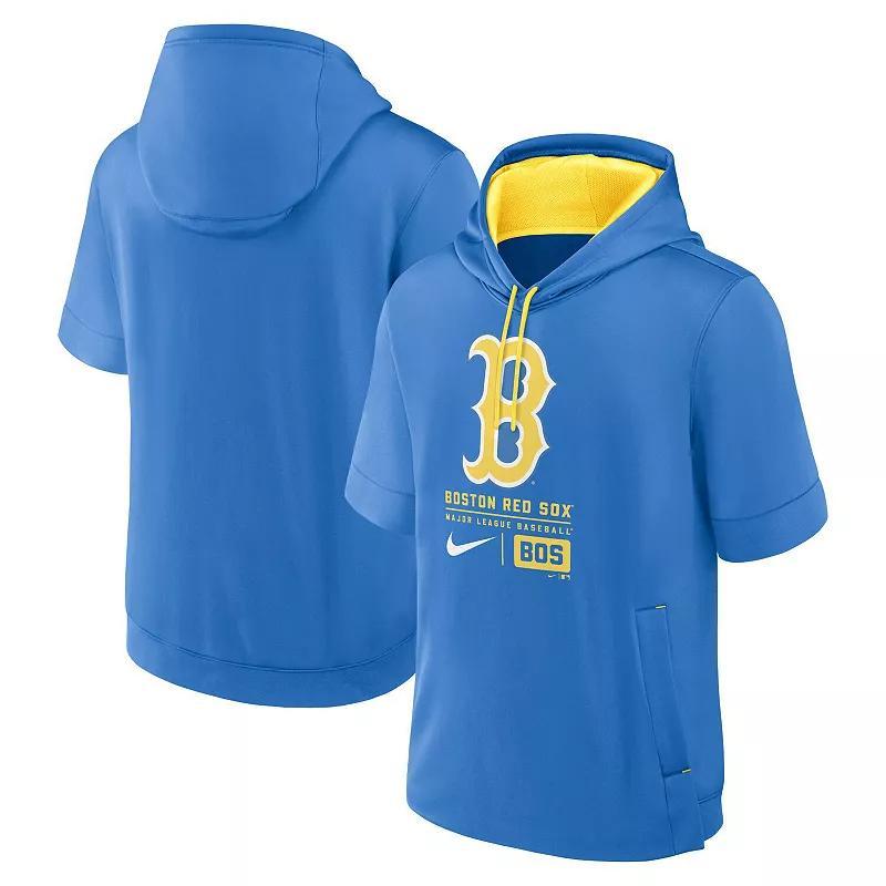 Mens Nike Blue Boston Red Sox City Connect Color-Block Short Sleeve Pullover Hoodie Product Image