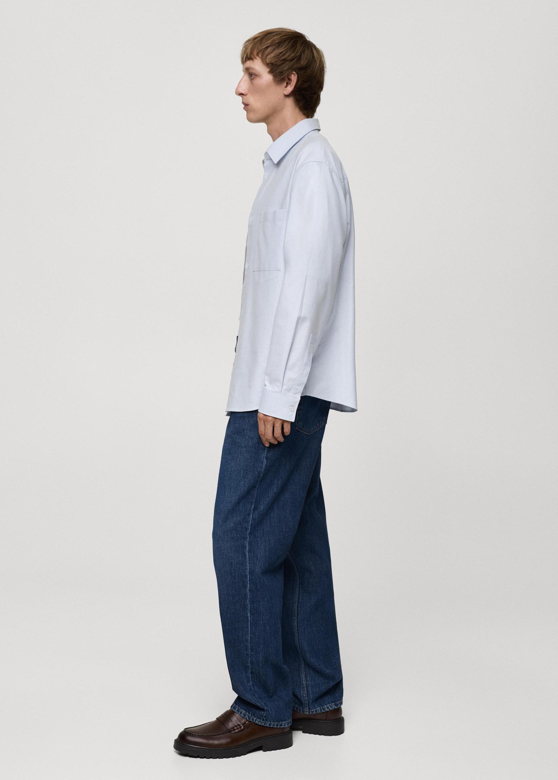 Relaxed-fit Oxford cotton shirt - Men | MANGO USA Product Image