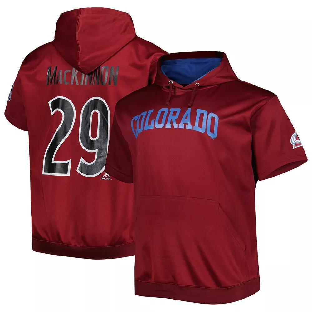 Men's Fanatics Branded Nathan MacKinnon Burgundy Colorado Avalanche Big & Tall Name & Number Pullover Hoodie, Size: 2XLT, Med Re Product Image
