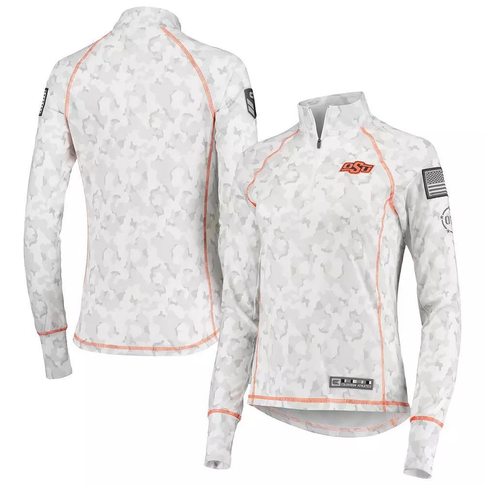 Womens Colosseum Oklahoma State Cowboys OHT Military Appreciation Officer Arctic Camo 1/4-Zip Jacket Product Image
