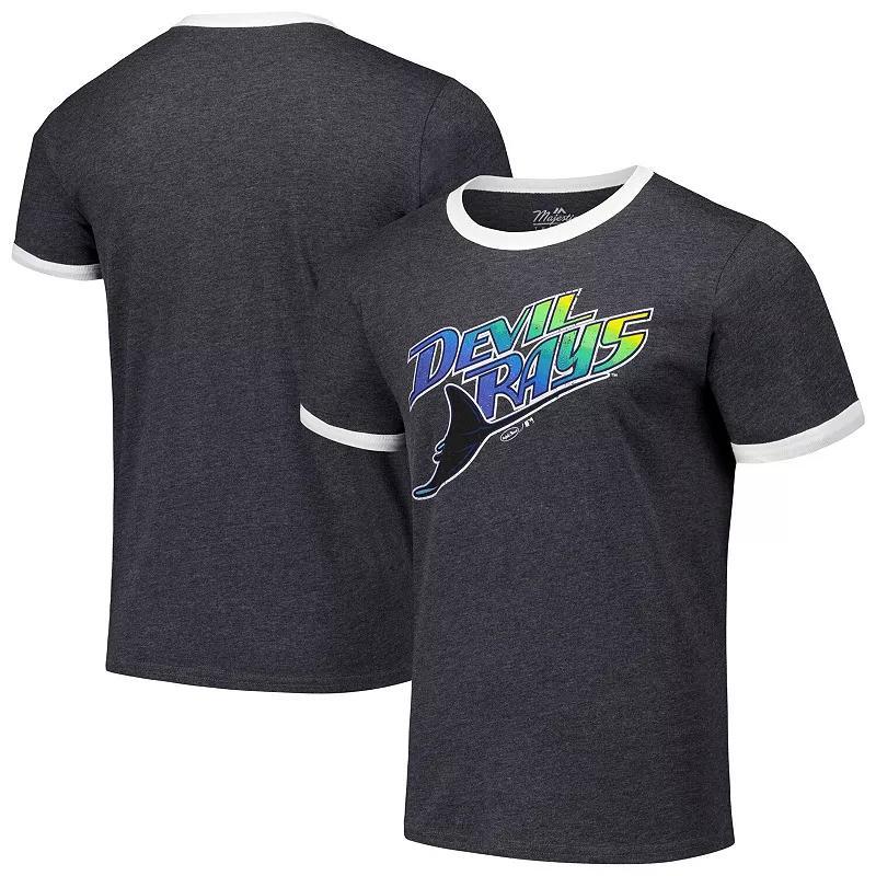 Men's Majestic Threads Black Tampa Bay Rays Ringer Tri-Blend T-Shirt, Size: 2XL Product Image