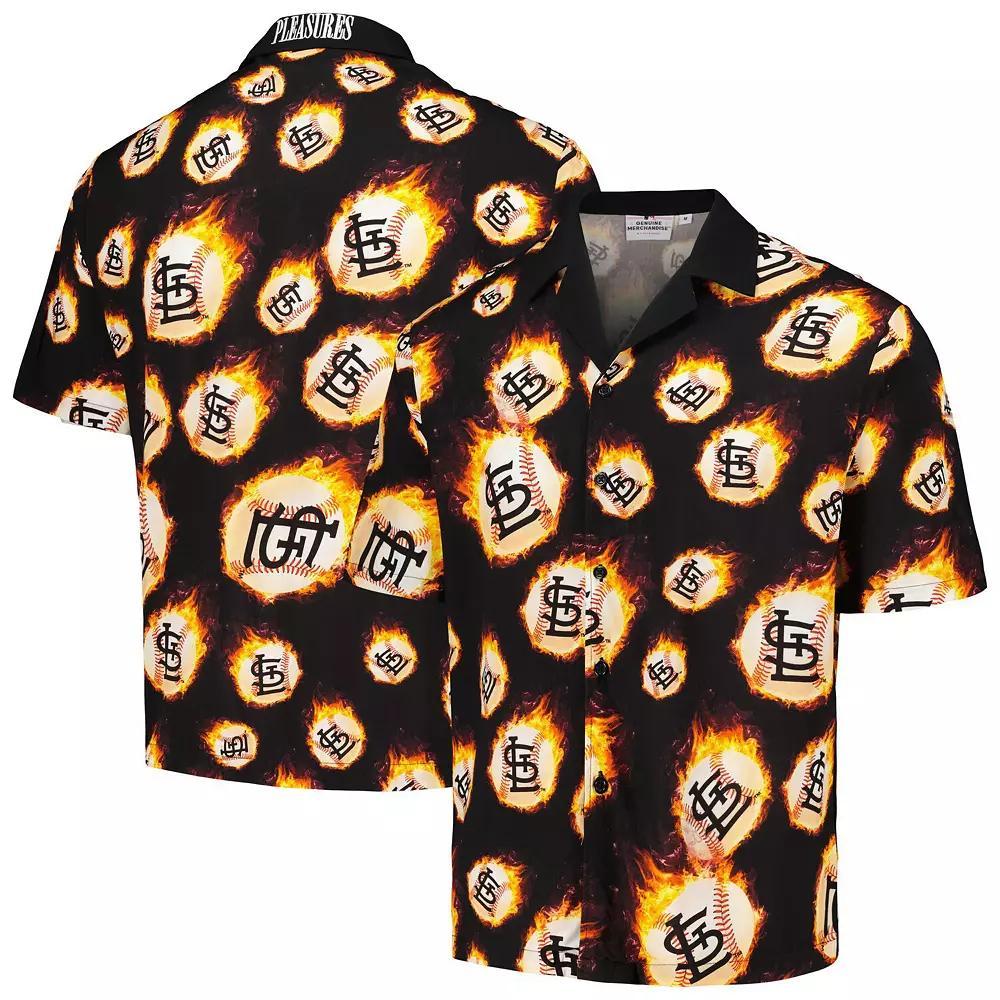 Men's Black St. Louis Cardinals Flame Fireball Button-Up Shirt, Size: Medium Product Image