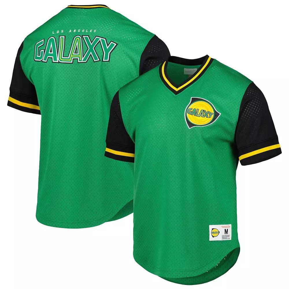 Men's Mitchell & Ness Green LA Galaxy Mesh V-Neck T-Shirt, Size: 2XL Product Image