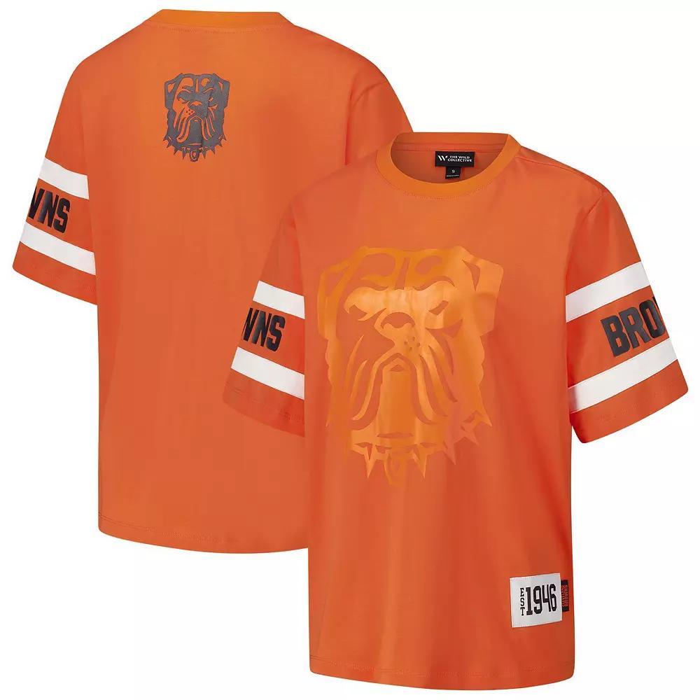Women's The Wild Collective Orange Cleveland Browns Drop Shoulder T-Shirt, Size: Large Product Image