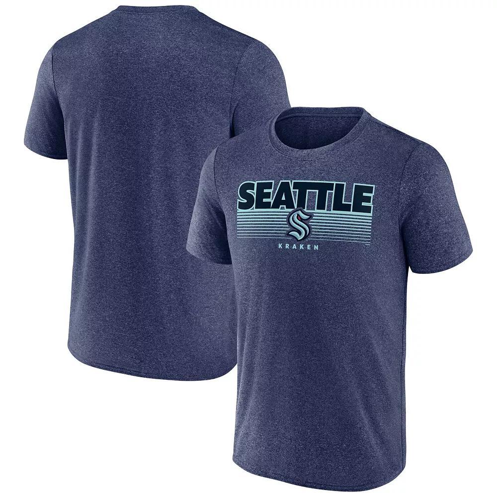 Men's Fanatics Branded Heathered Deep Sea Blue Seattle Kraken Prodigy Performance T-Shirt, Size: XL, Krk Blue Product Image