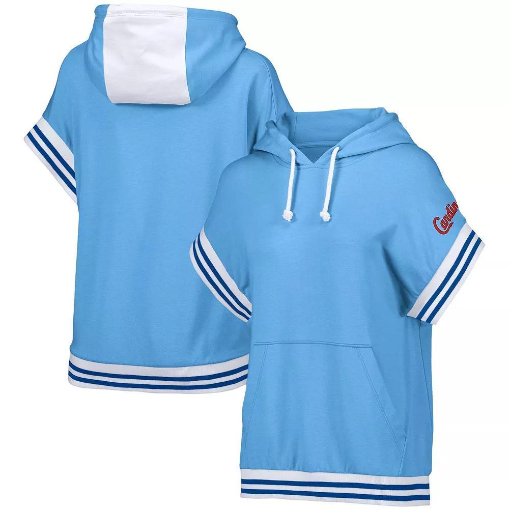 Women's Lusso Style  Light Blue Atlanta Braves Mabel Tri-Blend Short Sleeve Pullover Hoodie, Size: XL Product Image