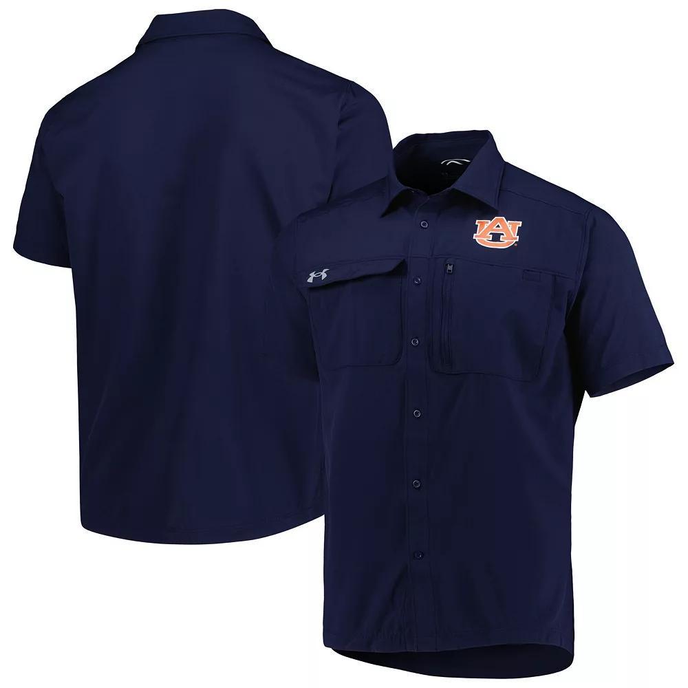 Men's Under Armour Navy Auburn Tigers Motivate Button-Up Shirt, Size: Medium, Blue Product Image