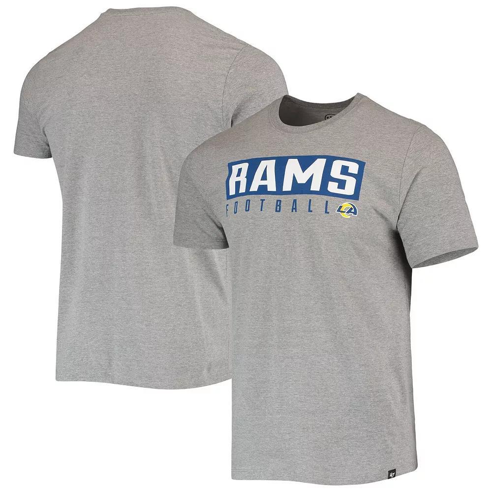 Men's '47 Gray Los Angeles Rams Major Super Rival T-Shirt, Size: Medium, Grey Product Image
