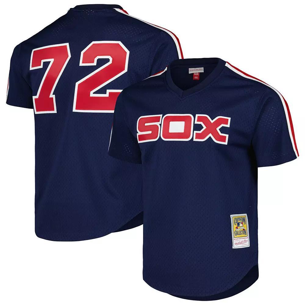 Men's Mitchell & Ness Carlton Fisk Navy Chicago White Sox Cooperstown Collection Mesh Batting Practice Jersey, Size: Large, Blue Product Image
