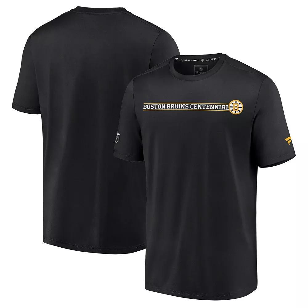 Men's Fanatics Branded  Black Boston Bruins Authentic Pro Centennial Banner T-Shirt, Size: Small Product Image