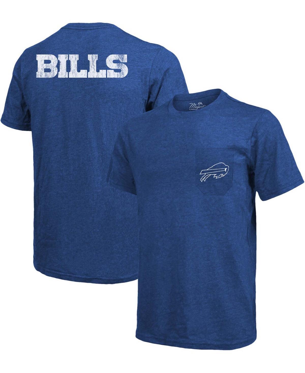 New England Patriots Majestic Threads Tri-Blend Pocket T-Shirt - Heathered Navy, Men's, Size: Small, Blue Product Image