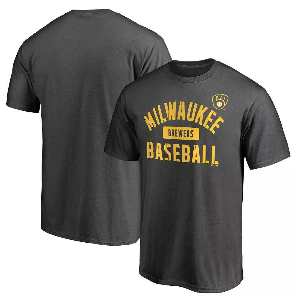 Men's Fanatics Branded Charcoal Milwaukee Brewers Iconic Primary Pill T-Shirt, Size: Small Product Image