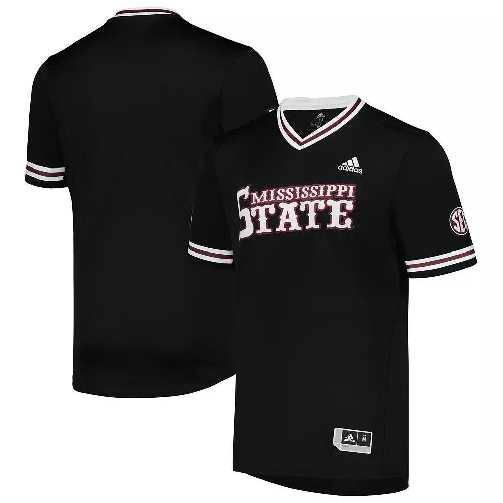 Men's adidas Black Mississippi State Bulldogs Replica V-Neck Baseball Jersey, Size: Medium, Mst Black Product Image