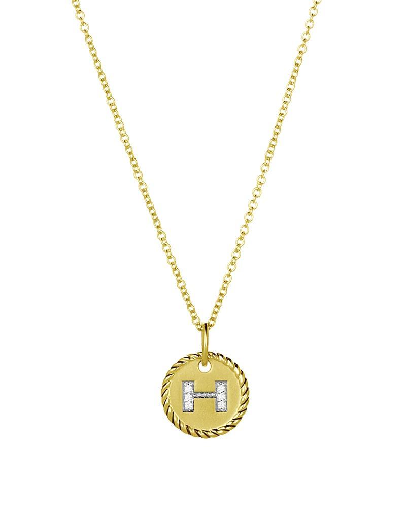David Yurman Cable Collectibles Initial Pendant with Diamonds in Gold on Chain, 16-18 Product Image