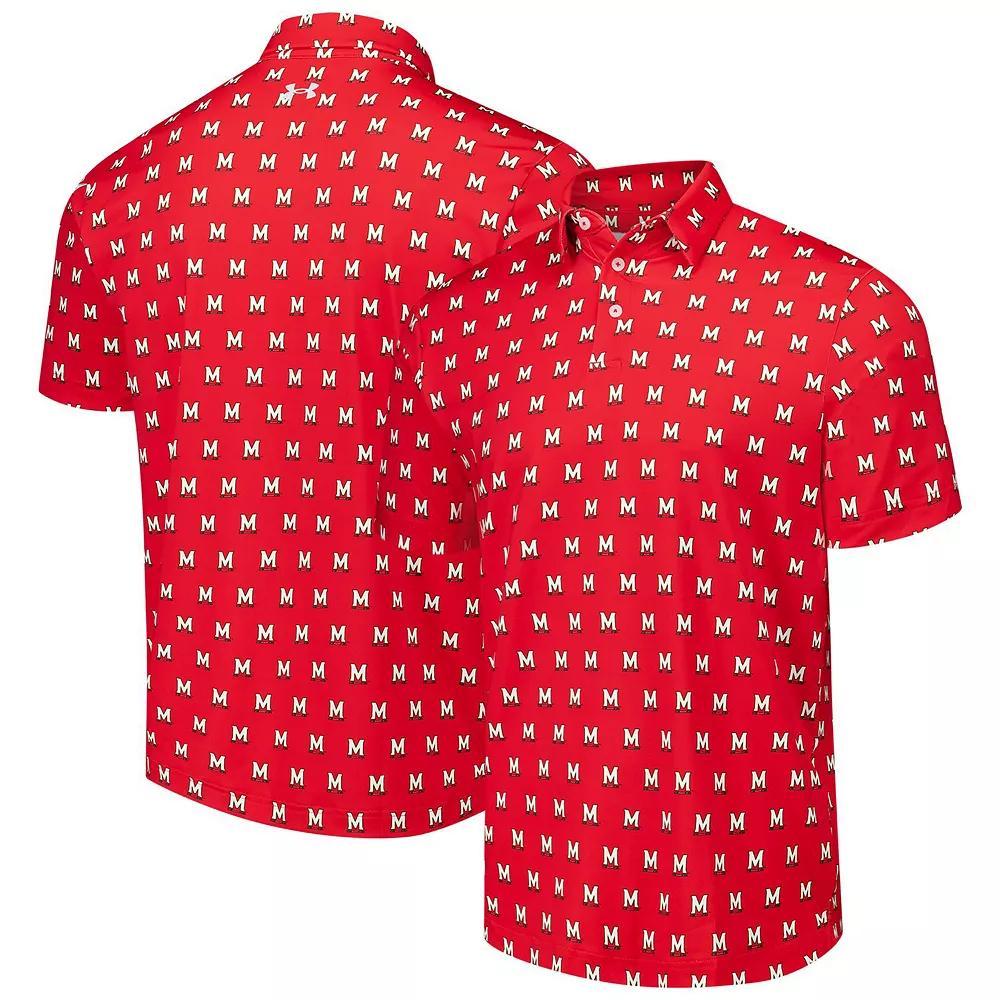 Men's Under Armour Red Maryland Terrapins Gameday Performance Polo, Size: XXL Product Image