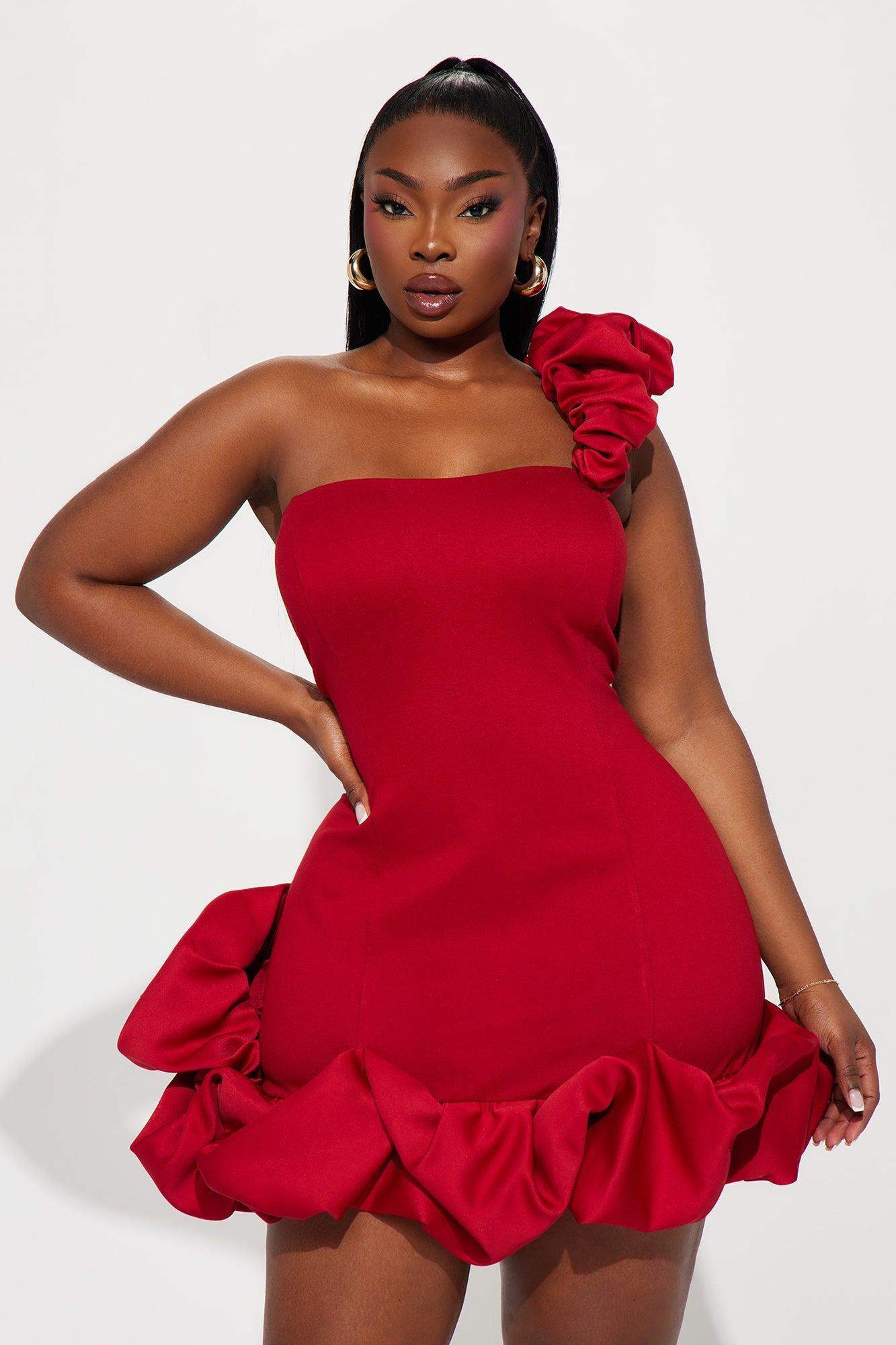 Wilma Ruffle Mini Dress - Red Product Image