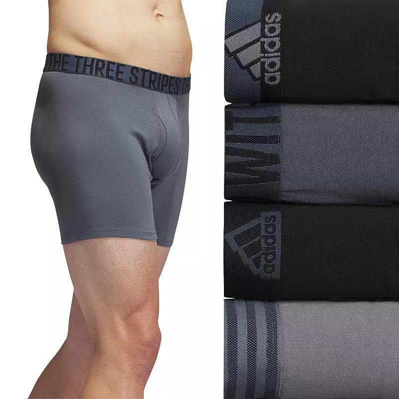 Men's adidas 4-Pack Stretch Cotton Boxer Briefs, Size: XXL, Grey Black Product Image
