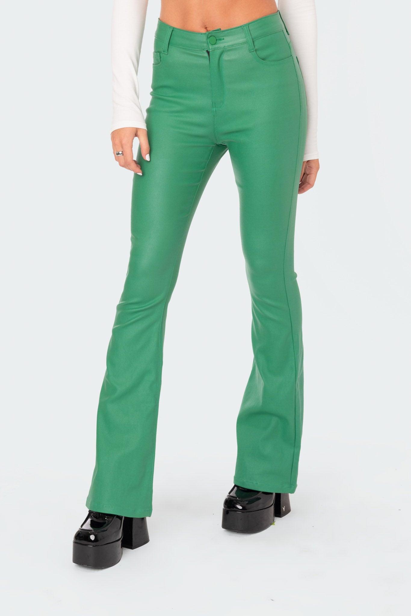 Luna Faux Leather Flare Jeans Product Image