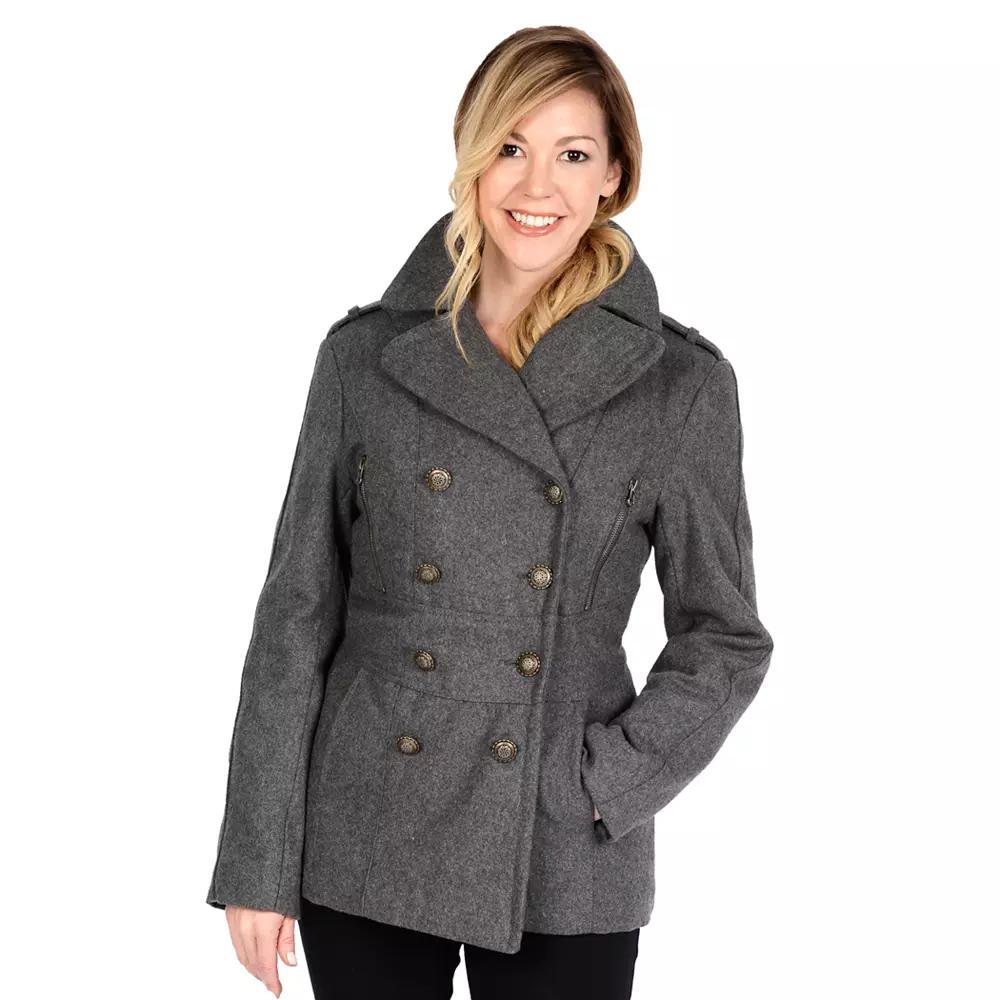 Womens Excelled Military Wool Blend Peacoat Product Image