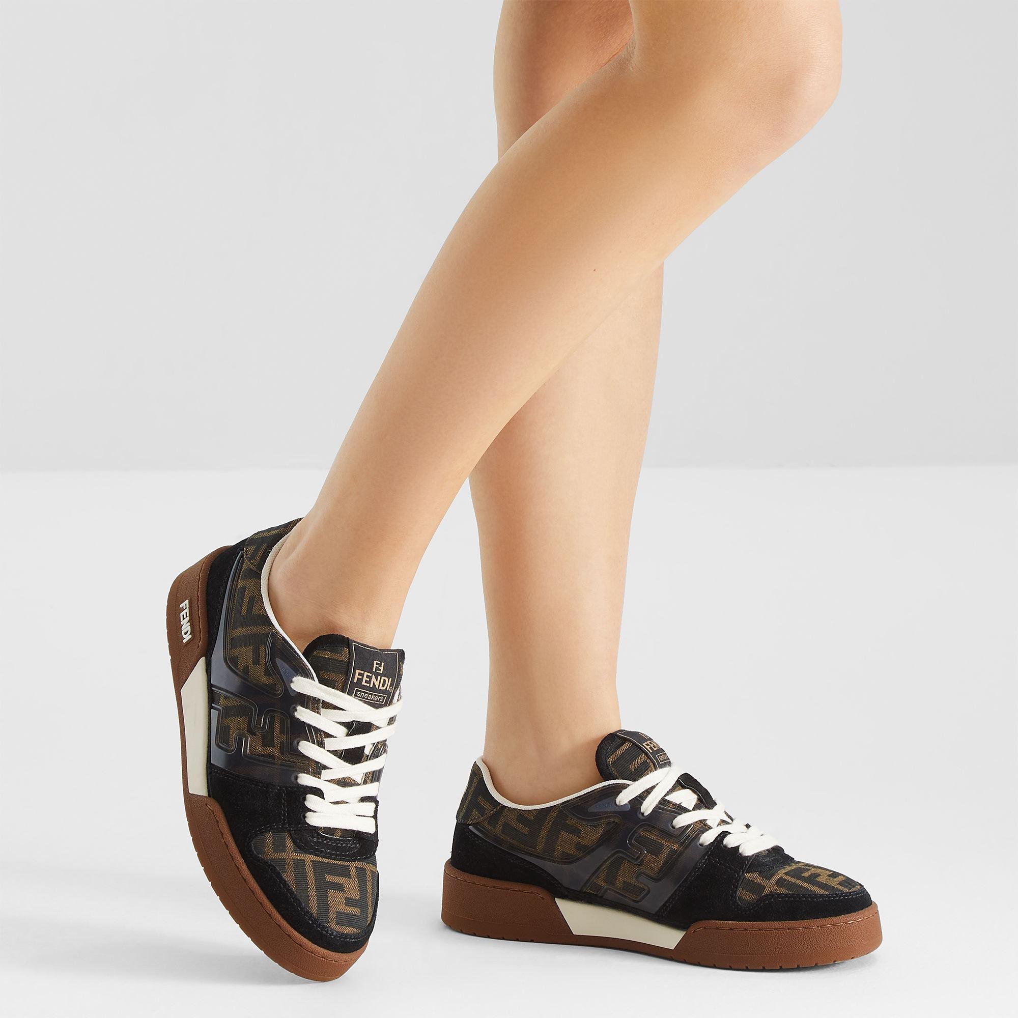 Fendi MatchCanvas low-tops with black suede Product Image