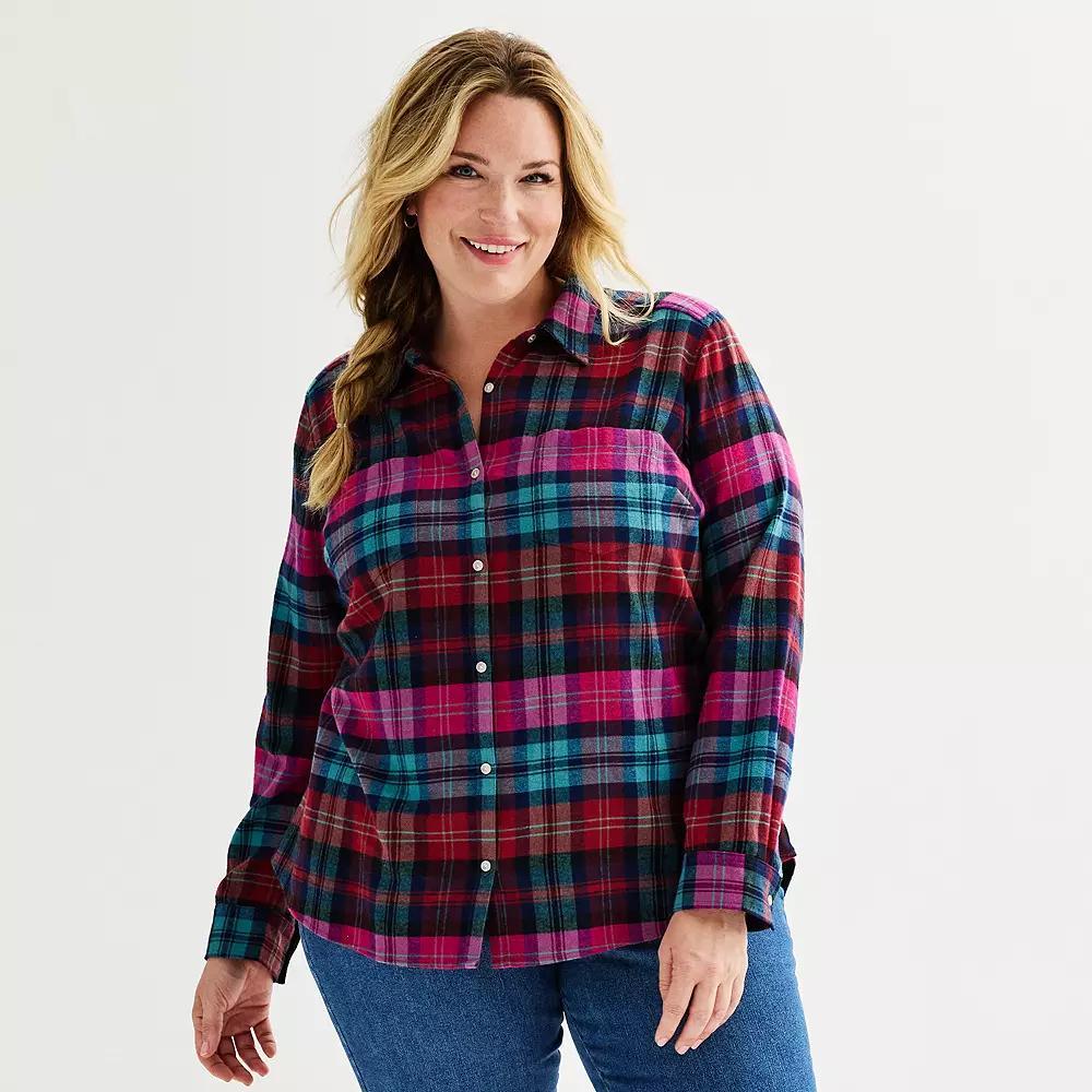 Plus Size Croft & Barrow® The Extra Soft Plaid Flannel Shirt, Women's, Size: 4XL, Purple Fall Plaid Product Image