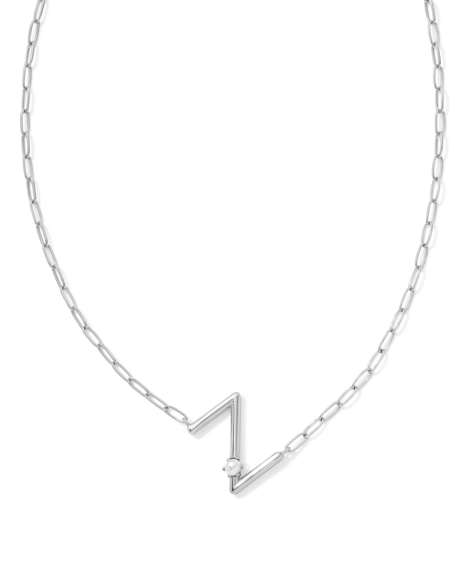 Pearl Silver Letter X Short Pendant Necklace in Freshwater Cultured Pearl Product Image