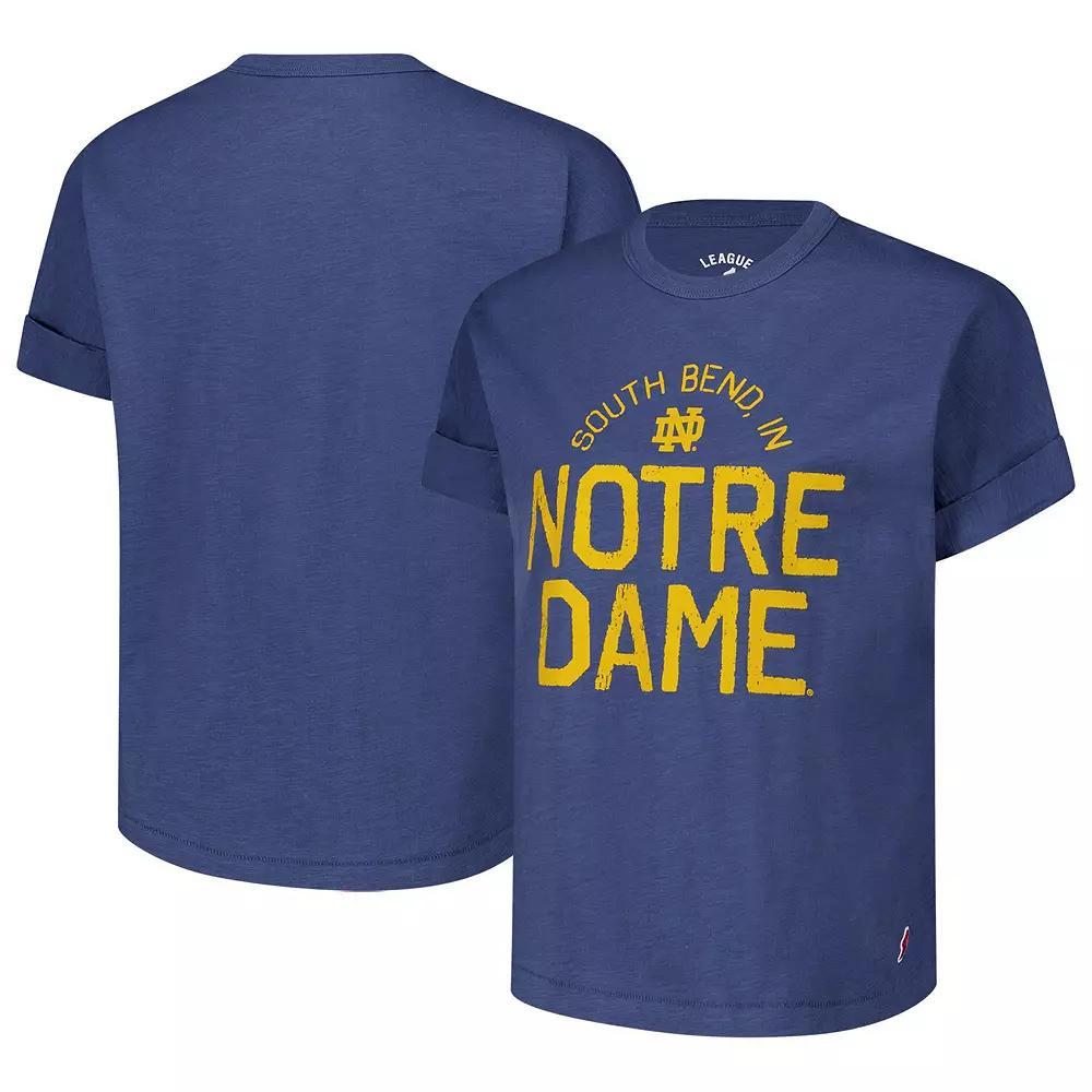 Women's League Collegiate Wear Navy Notre Dame Fighting Irish Slub Rolled Cuff T-Shirt, Size: Small, Blue Product Image