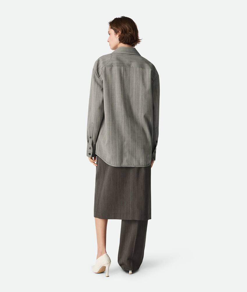 Women's Wool Subtle Stripe Shirt in Vulcano/bean melange Product Image