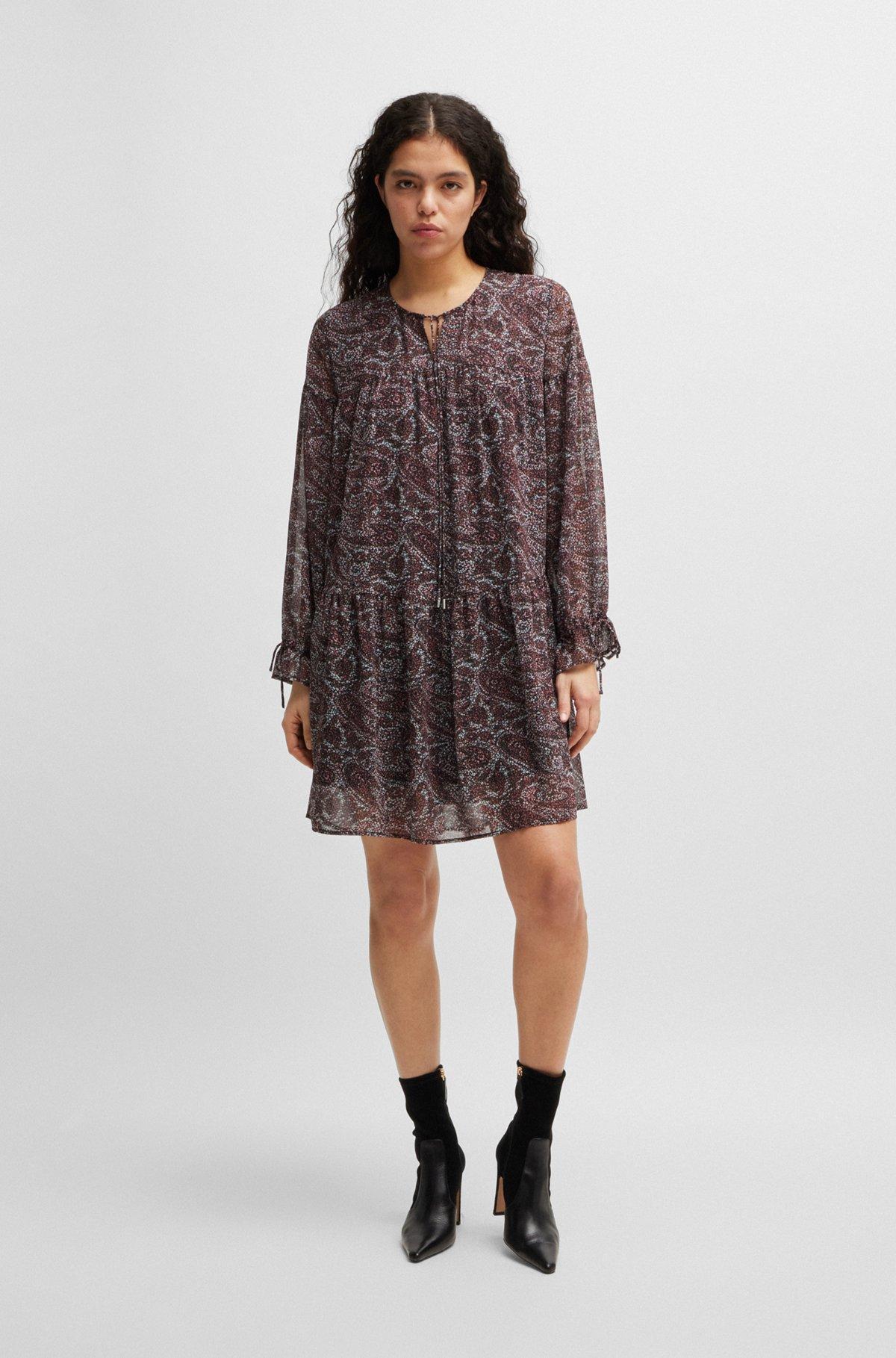 Paisley-print dress with tie details Product Image