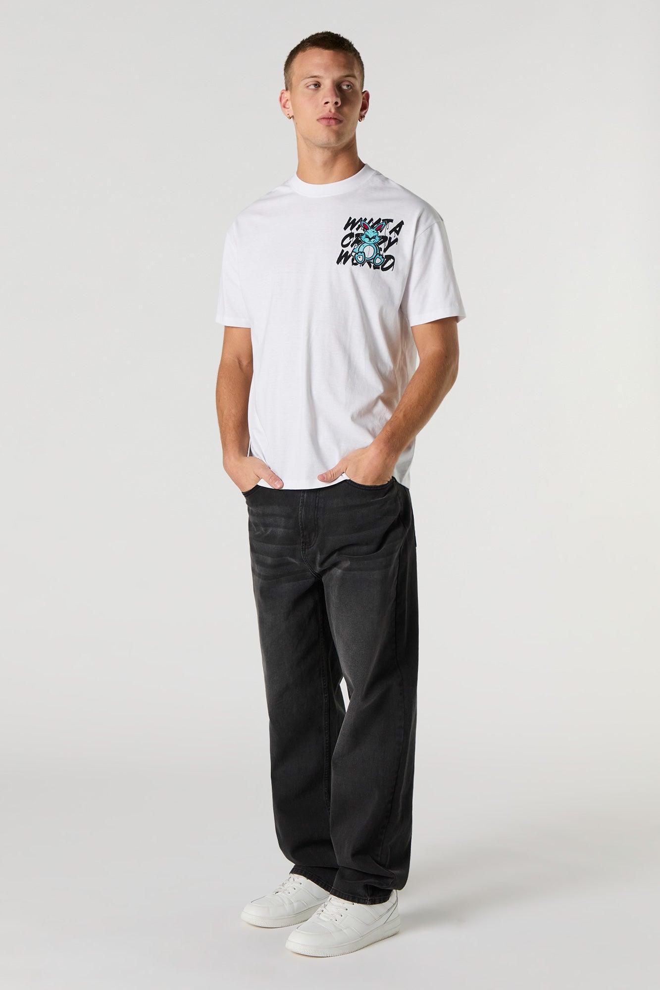 Crazy World Bunny Graphic T-Shirt Male Product Image