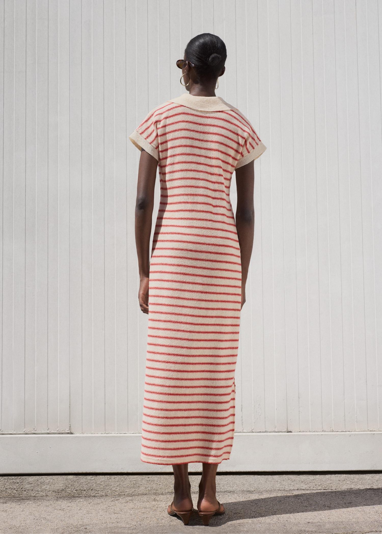 Long striped knitted dress - Women | MANGO USA Product Image