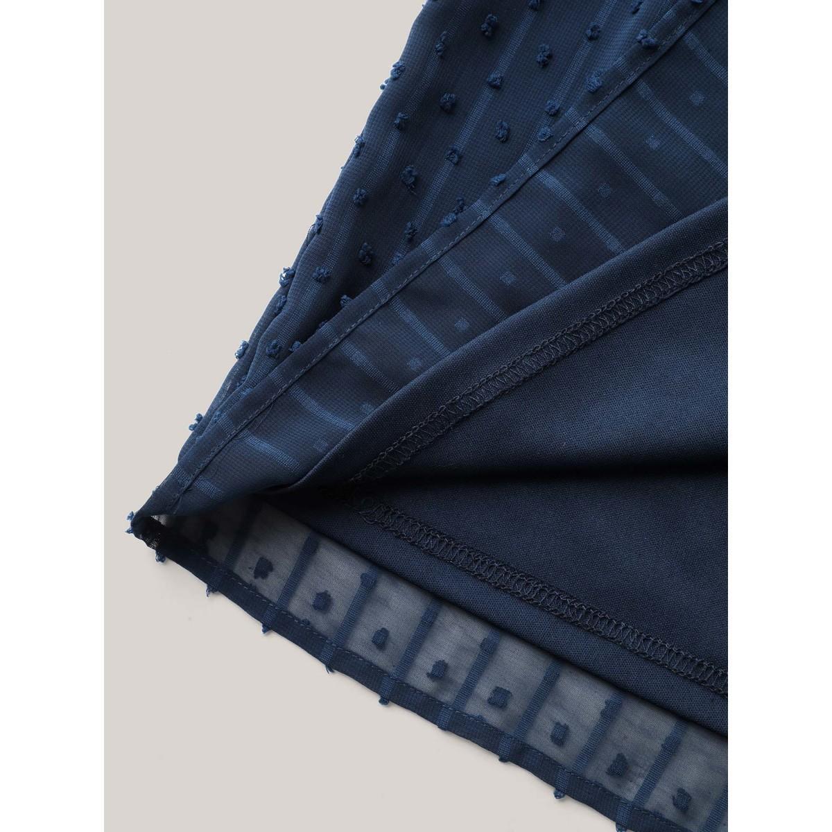 Plus Size Textured Lace Detail Neck Tie Sleeveless Top Women DarkBlue Woven ribbon&lace trim Flat collar with V-notch Everyday-Elegant Tank Tops Camis BloomChic 28/5X Product Image