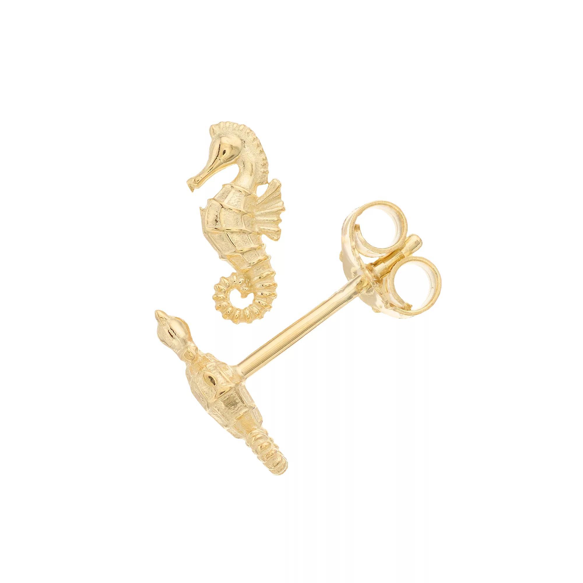 Au Naturale 14k Gold Seahorse Stud Earrings, Women's Product Image