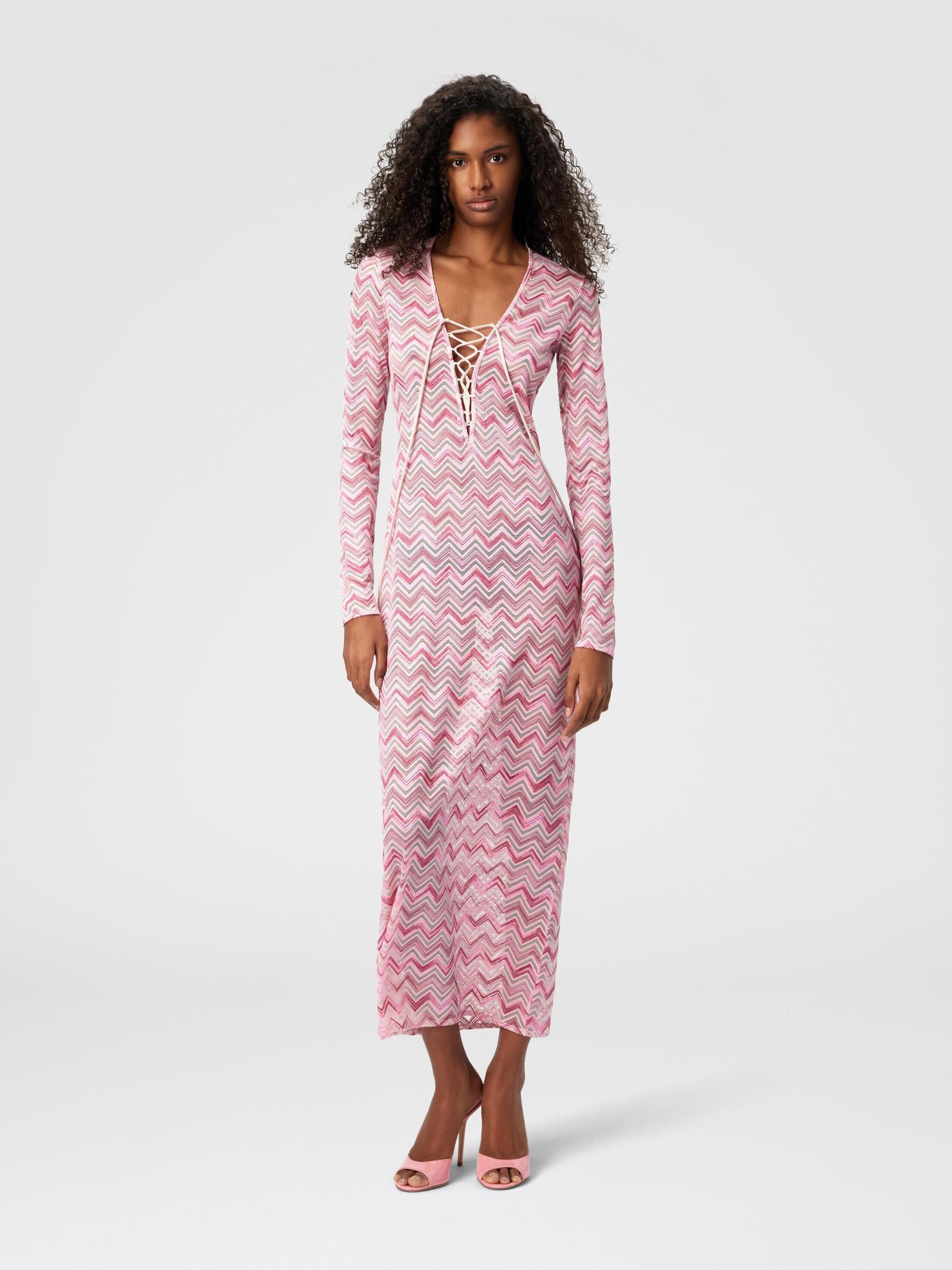 Viscose-blend tulle cover-up dress with slub zigzag Product Image