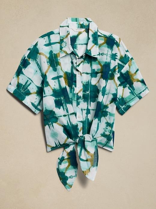 Poplin Tie-Front Cropped Shirt Product Image