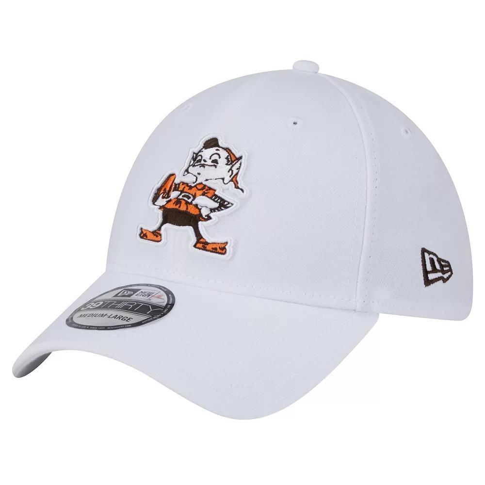 Men's New Era White Cleveland Browns Throwback 39THIRTY Flex Hat, Size: Medium/Large Product Image
