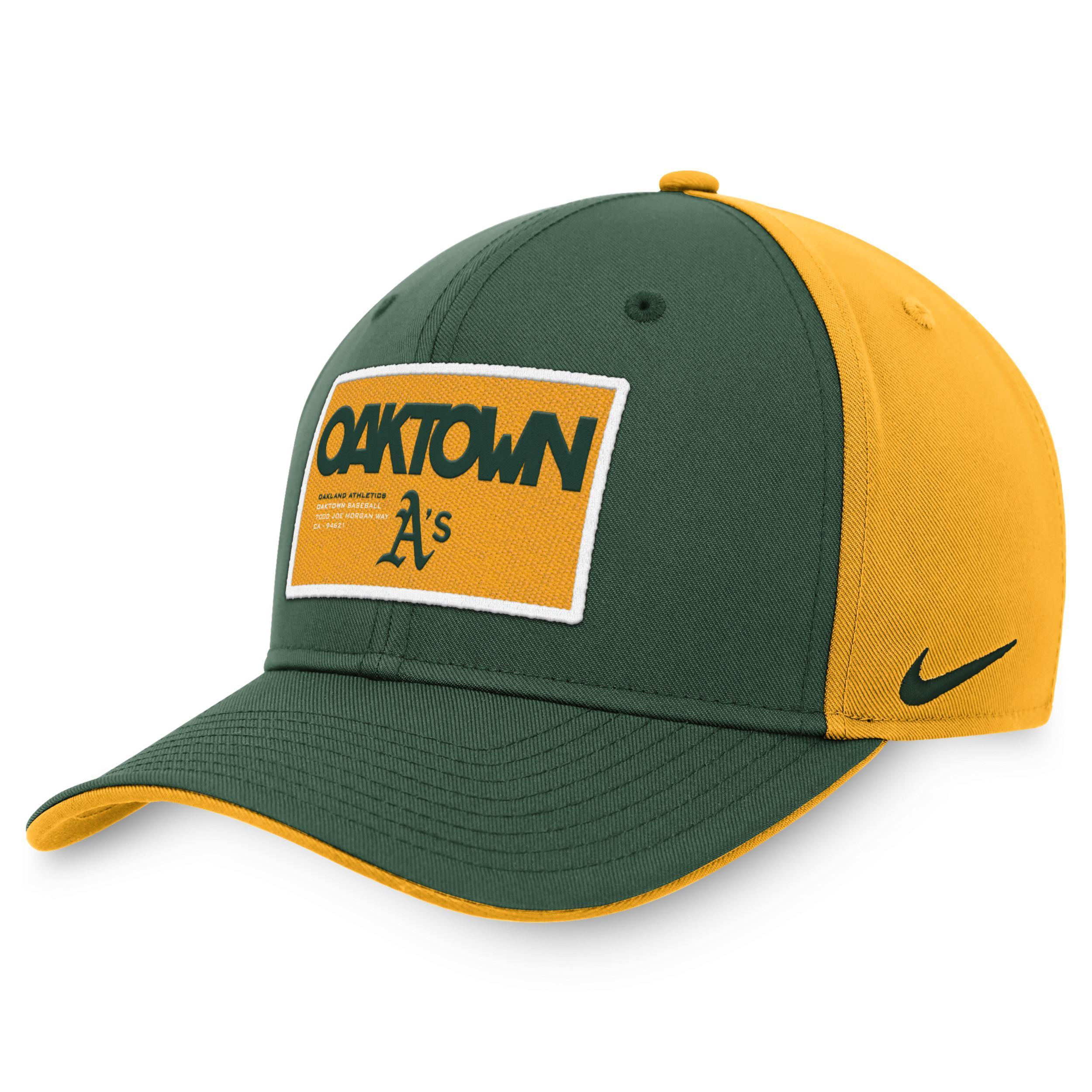 Men's Nike Green/Gold Oakland Athletics Classic99 Colorblock Performance Snapback Hat Product Image