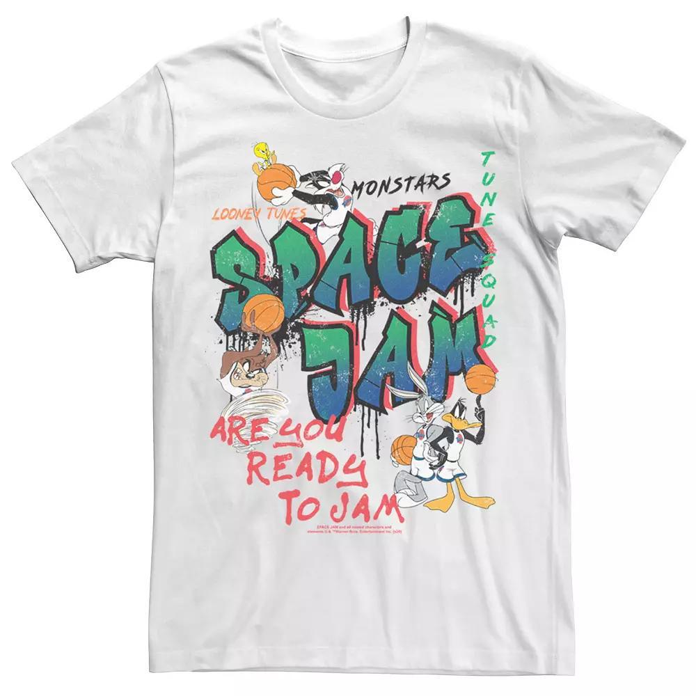 Men's Space Jam Are You Ready To Jam Graffiti Tee, Size: Large, White Product Image