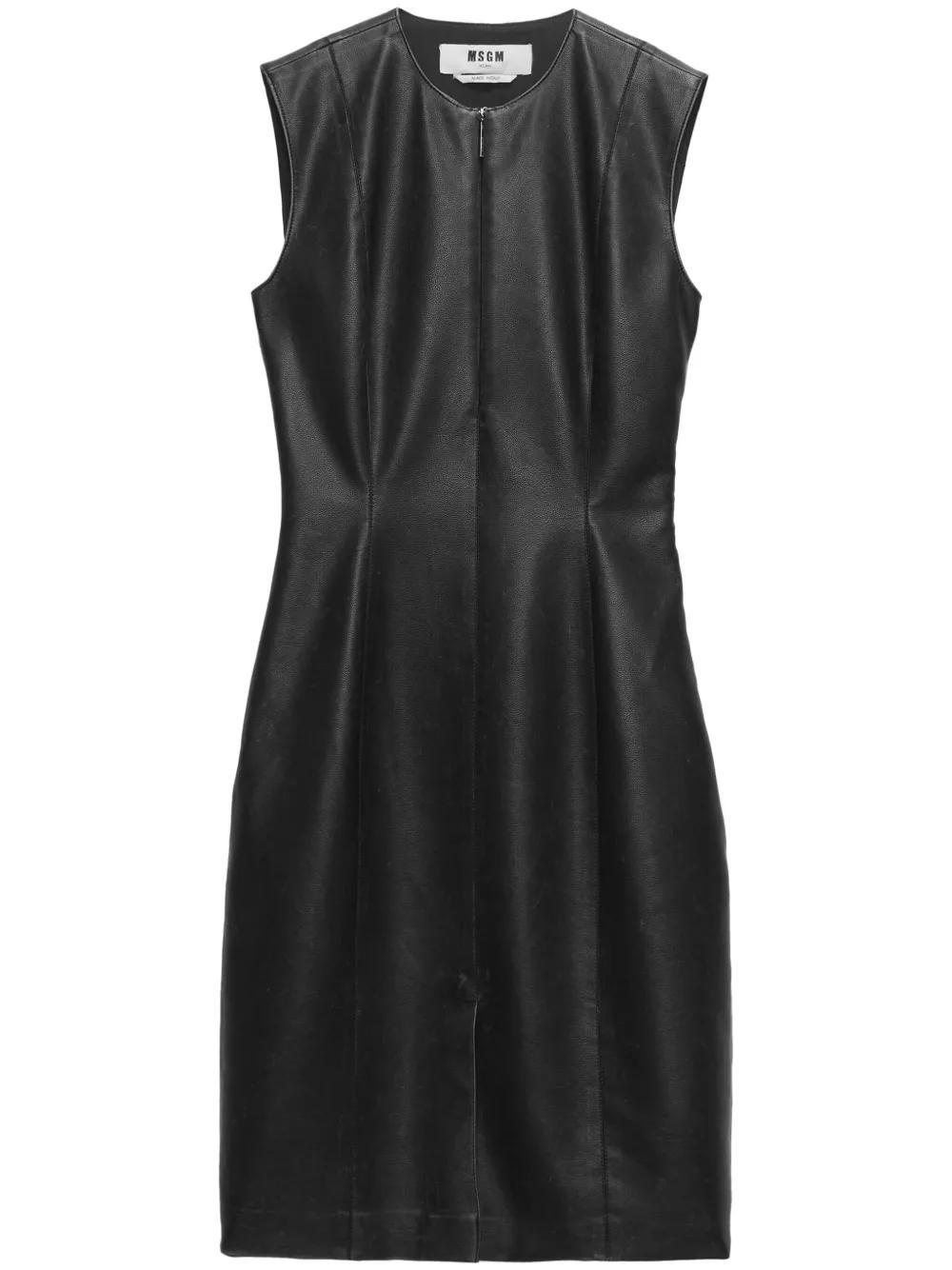 MSGM Half-zip Midi Dress In Schwarz Product Image