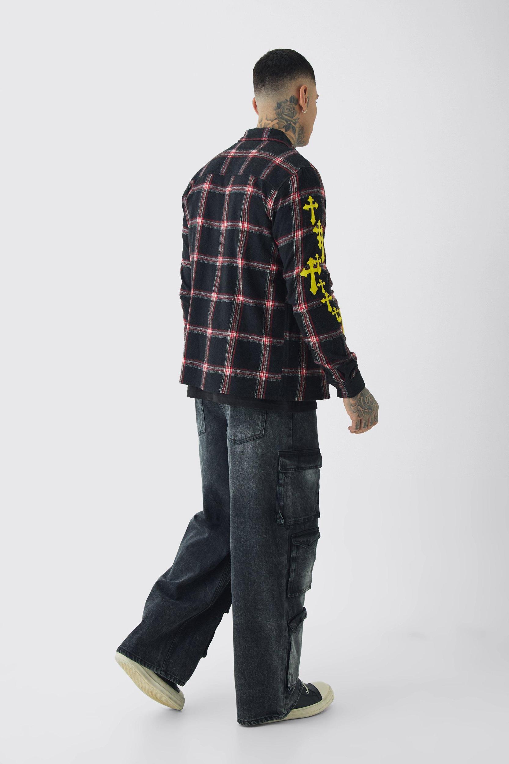 Tall Baggy Fit Washed Multi Pocket Cargo Jeans | boohooMAN USA Product Image