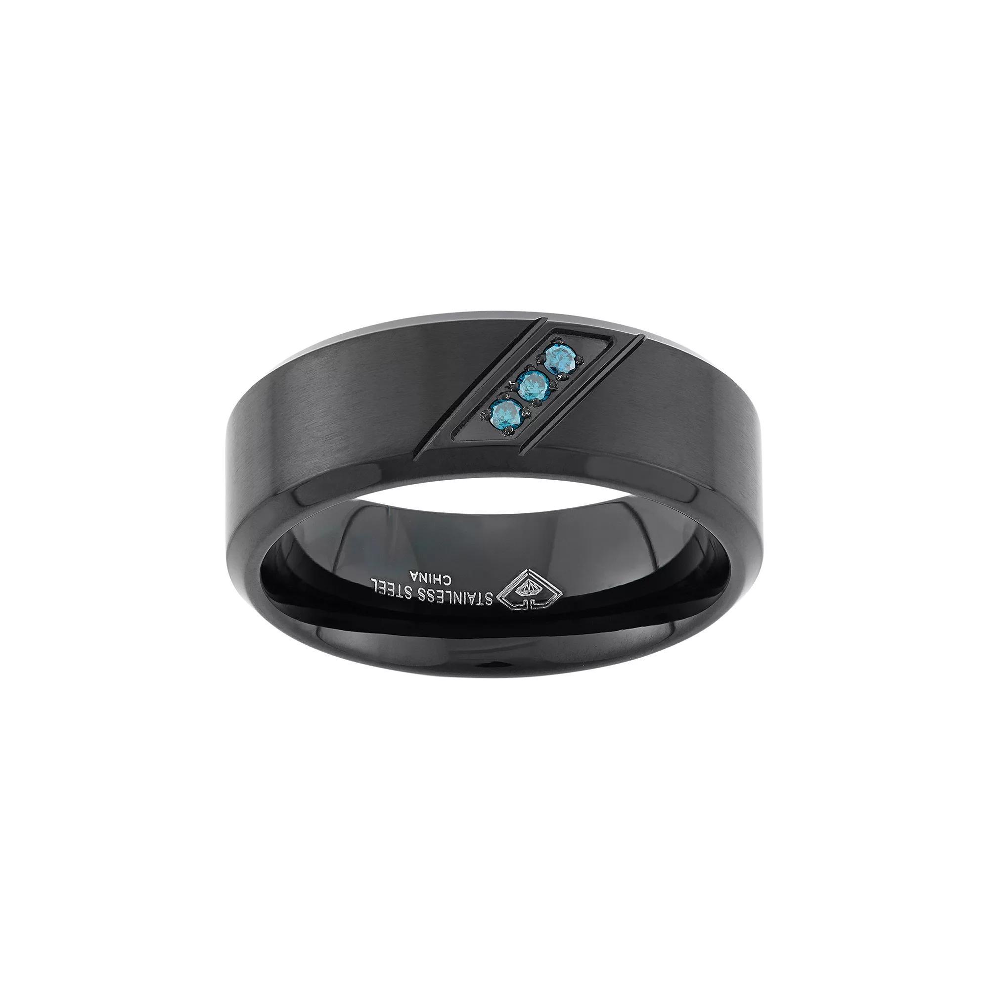 Blue Diamond Accent Black Ion-Plated Stainless Steel Wedding Band - Men, Men's, Size: 13 Product Image