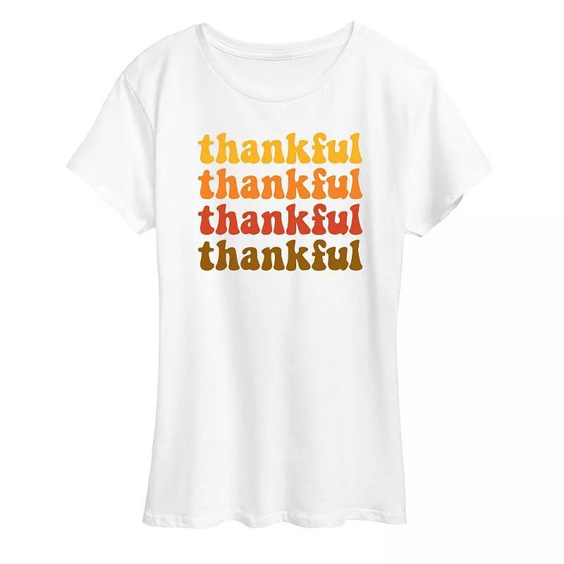 Plus Size Thankful Stacked Short Sleeve Graphic Tee, Womens Product Image
